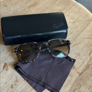 Persol Blue Tortoise Sunglasses with Black Case